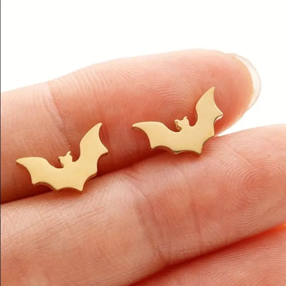 Gold color Mini bat earring studs